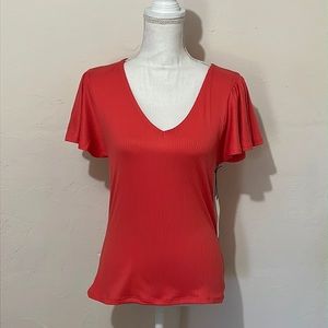 Salmon, color size medium, flutter sleeve top